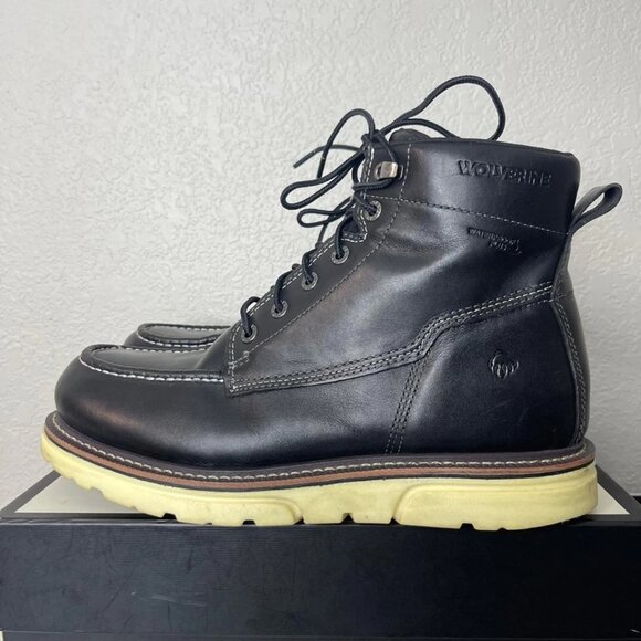 Wolverine I-90 DuraShocks Black Leather 6" Work Boot WP W200147 Men's Size 13 M - Picture 4 of 14